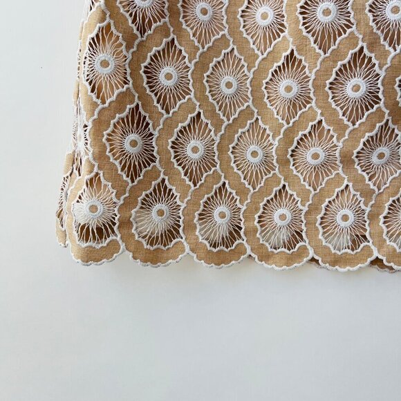 Sandro short broderie anglaise dress, Tan/ white, Size 36 - Picture 8 of 14
